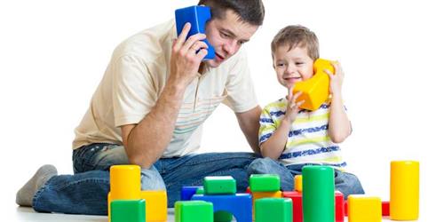child dad talking 
