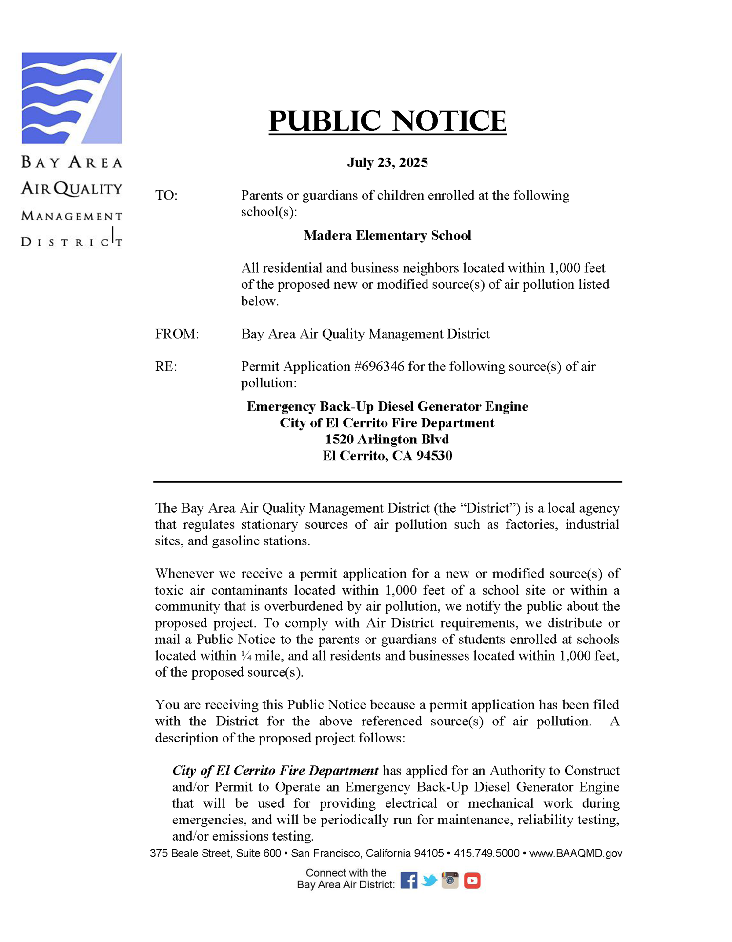  air quality announcement